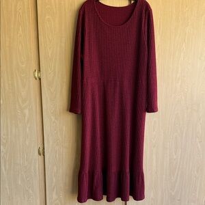 Chic Long Sleeve Burgundy Dress